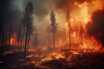 Cinematic scene of Forest fires, a threat to our environment