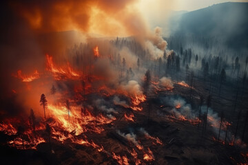 Cinematic scene of Forest fires, a threat to our environment