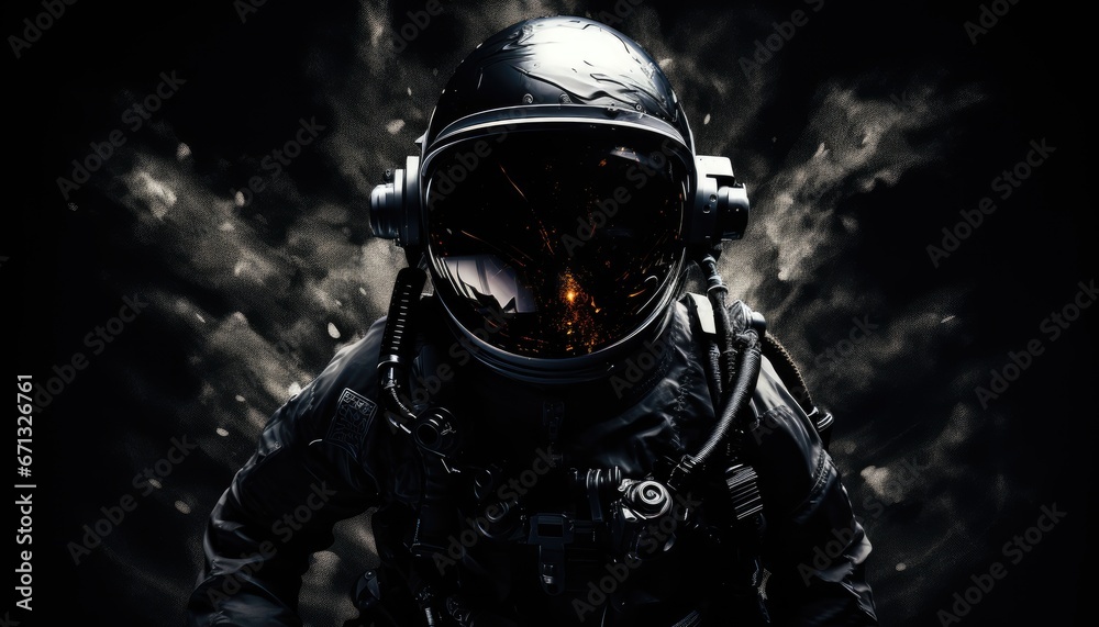 Poster astronaut seeking answers in the vastness of space with a black background