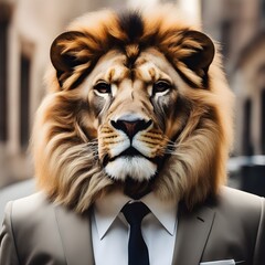  lion wearing suit 
