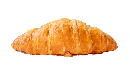 Front view of delicious croissant isolated on white background with clipping path in png file format