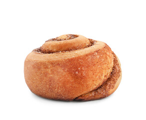 One tasty cinnamon roll isolated on white