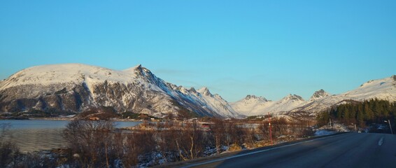 Snow mountain during winter season at Norway, Europe.