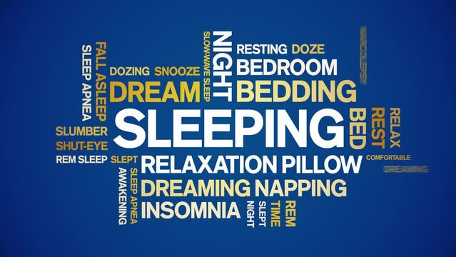 Sleeping animated tag word cloud;text design animation kinetic typography seamless loop.