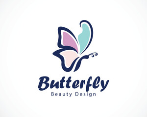 Obraz premium butterfly logo creative icon animal beauty design vector color flat