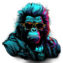 Creative Punk Rock Gorilla wearing glasses AI Generative