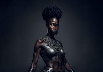 Fototapeta na wymiar Powerful black female amazon warrior