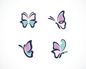 butterfly logo set creative beauty animal logo vector