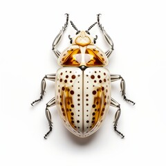closeup beetle chain neck white pearlescent orange body highly varying dots toy princess poppycock ivory