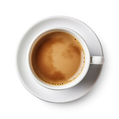 top view of a coffee cup isolated on a white background