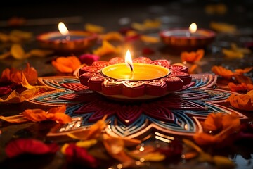 happy diwali deepavali festival of lights diya decoration rangoli