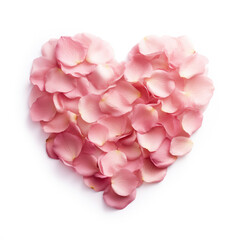 Fototapeta premium A Blush empty heart shaped rose petals isolated on a white background
