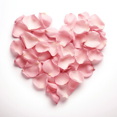Obraz premium A Blush empty heart shaped rose petals isolated on a white background
