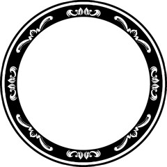 Vector Black Rounded Corner Circle Floral Frame