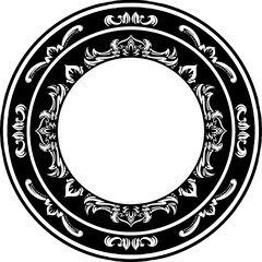 Vector Black Rounded Corner Circle Floral Frame
