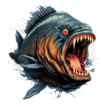 recommend clip art: Creative design illustration a menacing wild piranha AI Generative