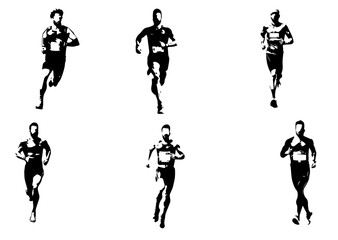 silhouette running man. Vector people running silhouettes