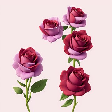 Colorful flowers floral Clipart, high quality resolution, beautiful flowers pink background, AI generated images, jpg illustration. 

