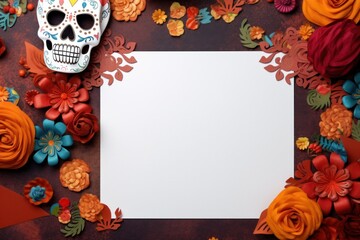 Dia de los Muertos. Day of the Dead card and board for mock up . AI Generative