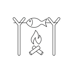 Cooking fish on bonfire icon design. isolated on white background. vector illustration