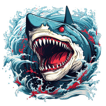 Creative design illustration a menacing wild shark AI Generative
