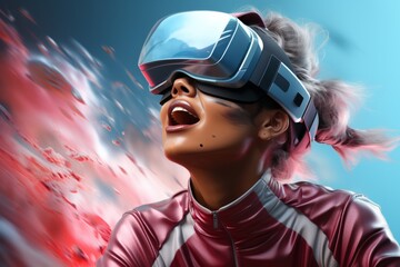 VR sports simulation, fostering sports training and athletic challenges in calming pastels, Generative AI