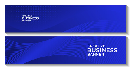 set of banners with abstract creative blue curve background