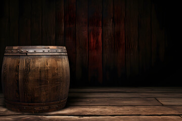 barrel background and worn old table of wood