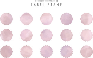水彩で描いた丸やギザギザのラベル イラスト セット,
割引やセール、タイトルやシールなどの背景に