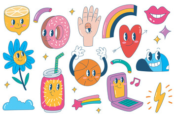 Naklejka premium Retro Funny Cartoon Character Doodle