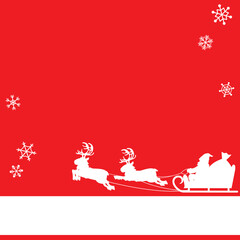サンタとトナカイのソリと雪の結晶をあしらったクリスマス用ベクターイラスト背景