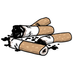 Cigarette Butts Buds Doodle Drawing Illustration Vector