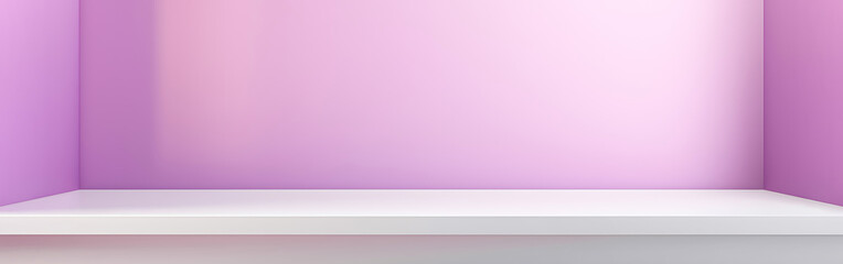 Fototapeta premium Minimalist gradient purple pink room background with stage platform floor for product display