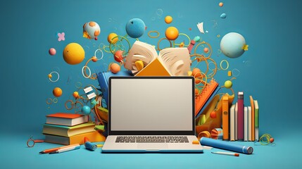 colorful back to school supplies surrounding an open notebook