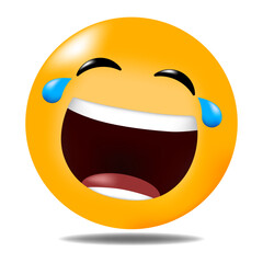 Laughing emoji on white background, vector illustration. IJBOL emoticon