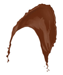 One chocolate color splash on white background