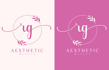 Letter R Beauty Logo with Flourish Ornament