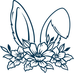 Fototapeta na wymiar Aesthetic Floral Bunny Tattoo Silhouette Graphics