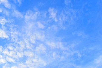 beautiful blue sky with white cloud, natural background in springtime