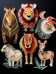 Beautiful papercut quilling paper filigree zoo animals