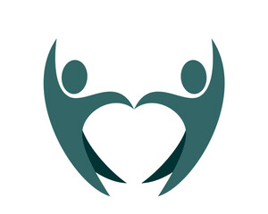 Obraz premium people connection in heart shaped icon