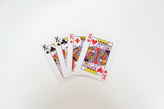 4 Kings in a row  Playing Cards, Isolated on white