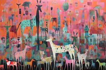 Animals colorful painting