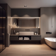 Fototapeta na wymiar Modern minimalist bathroom interior