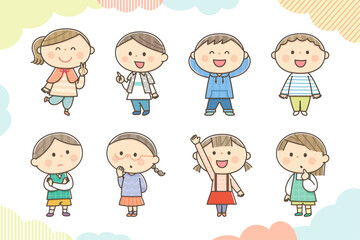 元気な子供達のポーズセット