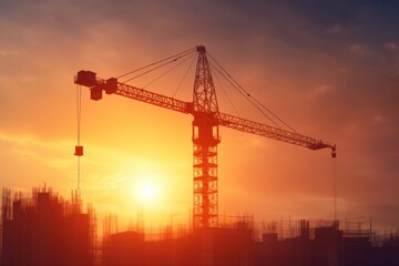 a crane at a construction site, a modern urban scene under construction, AI Generative