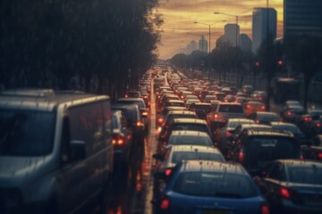 Photo of Stressful moment during a traffic jam, AI Generative