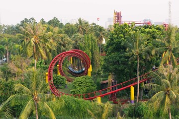 jakarta, indonesia - june 30, 2023 : Halilintar is one of the biggest Roller Coaster in the theme...