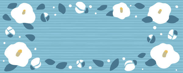 椿柄の背景素材