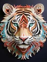 Fototapeta premium Beautiful papercut quilling paper filigree zoo animals